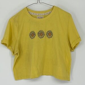 Recycled Threads Grand Canyon Graphic Crop Tee Yellow Daisy Boho Sz S